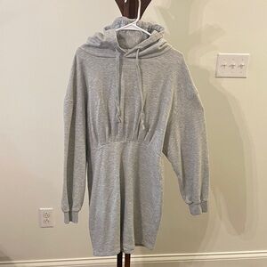 Gray Hooded Sweatshirt Dress